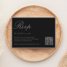 Casamento Código QR Elegante Preto Fosco Old Money