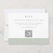 Casamento Código QR Elegantes Listras Verde Sálvia