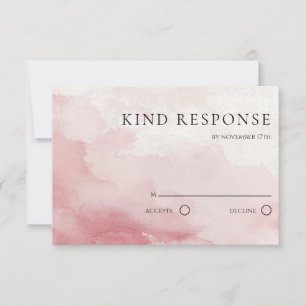 Cartão RSVP Casamento Código QR Lavagem de Aquarela Rosa Rubor