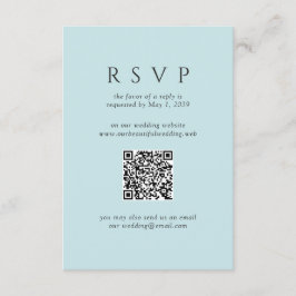 Cartão RSVP Casamento Código QR Minimalista Azul Moderno