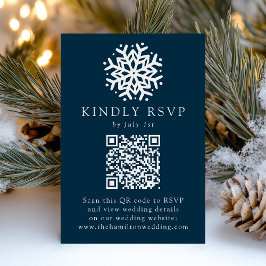 Cartão RSVP Casamento Código QR Naval Floco de Neve Simples