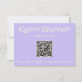 Cartão RSVP Casamento Código QR Pastel Colorido Roxo Retrô