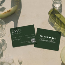 Casamento Código QR Verde Escuro Chic Elegante