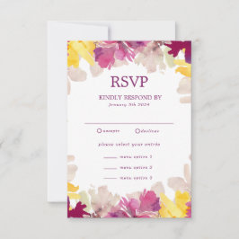 Cartão RSVP Casamento Colorido Boho Floral de Verão Primavera 