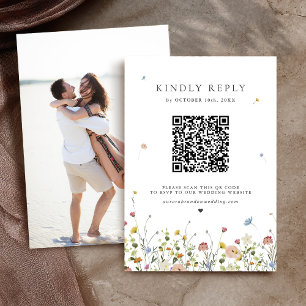 Cartão RSVP Casamento Colorido de Primavera Wildflower Meadow 