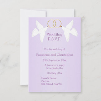 Cartão RSVP Casamento Colorido Design Lilac