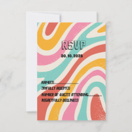 Cartão RSVP Casamento Colorido Minimalista