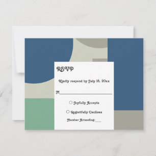Cartão RSVP Casamento com a Abstrato de Arte da Cinza Verde Az