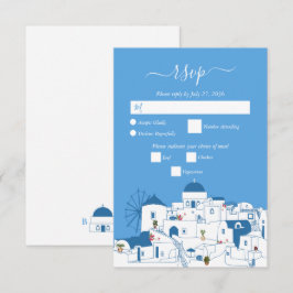 Cartão RSVP Casamento com a ilha grega de destino Santorini
