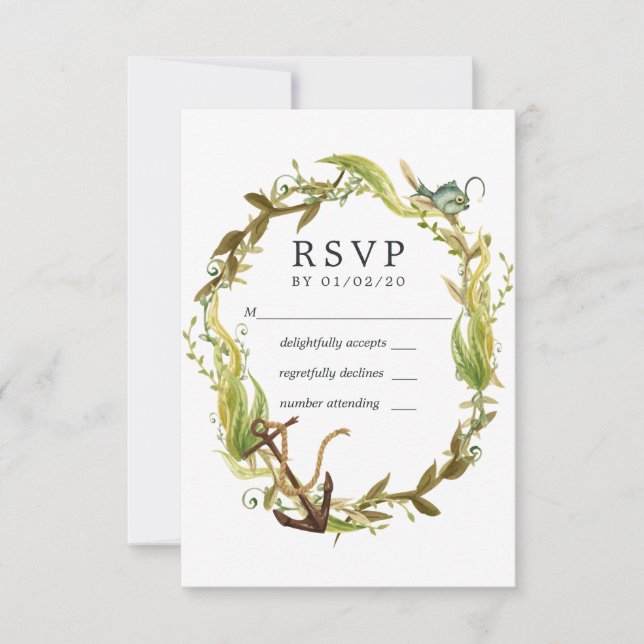 Cartão RSVP Casamento com a Parede de Algas Aquáticas (Frente)