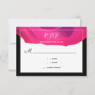 Cartão RSVP Casamento com Abstrato preto-branco-rosa-Script