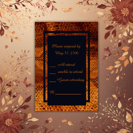 Cartão RSVP casamento com animais de pele cobra de luxo