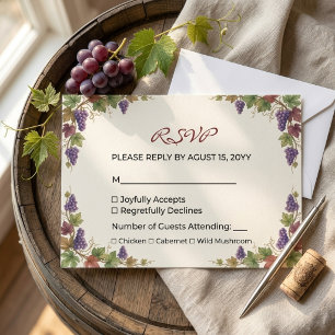 Cartão RSVP Casamento com Aquarela da Vinícola Napa Valley