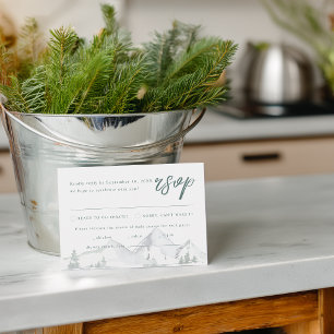 Cartão RSVP Casamento com Aquarela das Montanhas Rústicas c/ R