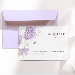 Cartão RSVP Casamento com Aquarela Floral em Lilás Lavanda Bra
