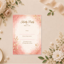 Casamento com Aquarela Rosa Elegante