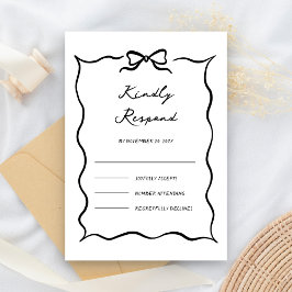 Cartão RSVP Casamento com Arco Desenhado à Mão Preto e Branco