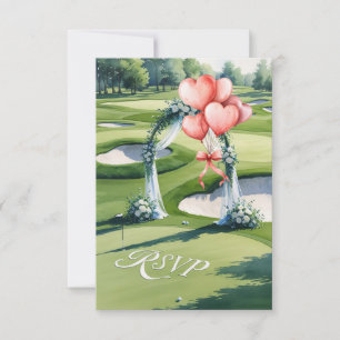 Cartão RSVP Casamento com bola de golfe em verde