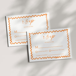 Cartão RSVP Casamento com Borda Ondulada de Laranja Cítrica Ca