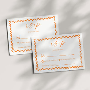 Cartão RSVP Casamento com Borda Ondulada de Laranja Cítrica Ca