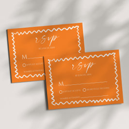 Cartão RSVP Casamento com Borda Ondulada de Laranja Cítrica Ca