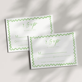 Cartão RSVP Casamento com Borda Ondulada Verde Cítrico Caprich