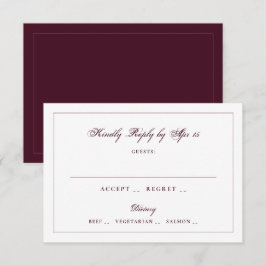 Cartão RSVP Casamento com Caligrafia Clássica em Borgonha