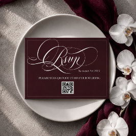 Cartão RSVP Casamento com Caligrafia Elegante Borgonha