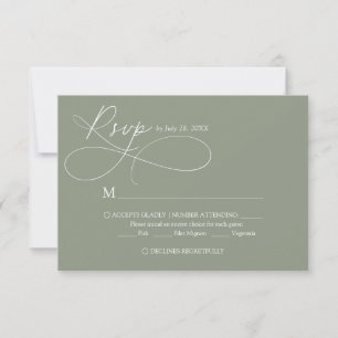 Cartão RSVP Casamento com Caligrafia em Script Verde Sálvia El