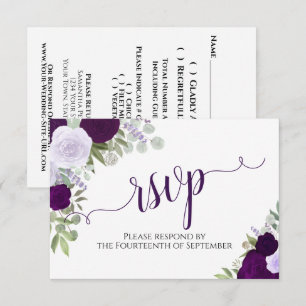 Cartão RSVP Casamento com Caligrafia Floral Elegante