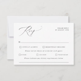 Cartão RSVP Casamento com Caligrafia Vintage Elegante