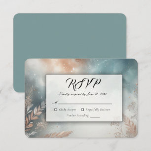Cartão RSVP Casamento com Céus de Poeira Estelar em Sage e Ter