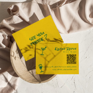 Cartão RSVP Casamento com Código QR Colorido Desenho Colorido 