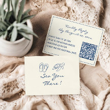 Casamento com Código QR de Folha Tropical Azul Ele