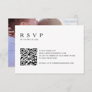 Cartão RSVP Casamento com Código QR de Foto Simples Moderno