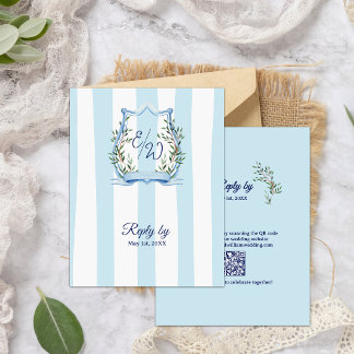 Cartão RSVP Casamento com Código QR de Monograma do Jardim de