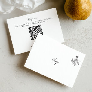 Cartão RSVP Casamento com Código QR Desenhado à Mão Minimalist
