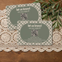 Casamento com Código QR em Xadrez Verde Sage Retro