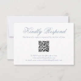 Cartão RSVP Casamento com Código QR Formal Azul Tradicional