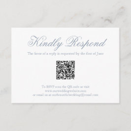 Cartão RSVP Casamento com Código QR Formal Azul Tradicional