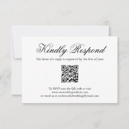 Cartão RSVP Casamento com Código QR Formal Tradicional Preto e