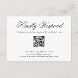 Cartão RSVP Casamento com Código QR Formal Verde Florestal Tra