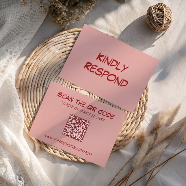 Cartão RSVP Casamento com Código QR Moderno (Criador carregado)