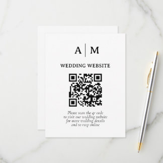 Cartão RSVP Casamento com Código QR Preto e Branco