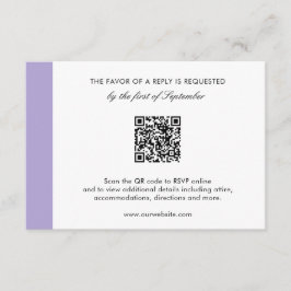 Cartão RSVP Casamento com código QR roxo da Lavanda digital mo