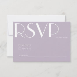 Cartão RSVP Casamento com Deco de Arte Lilac, Elegante Minimal