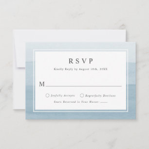 Cartão RSVP Casamento com Efeito Ombre em Azul Poeirento em Aq