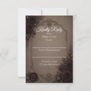 Cartão RSVP Casamento com Elegância Gótica