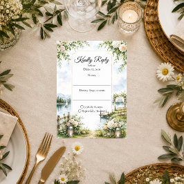 Cartão RSVP Casamento com Elegância Romântica no Jardim à Beir