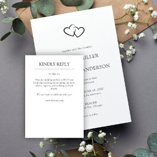 Cartão RSVP Casamento com Elementos Simples Modernos e Elegant